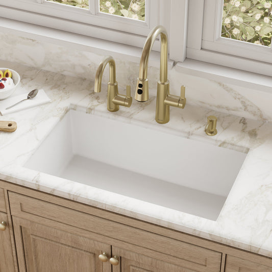 White Large Single Bowl Undermount Sink 31-7/16"