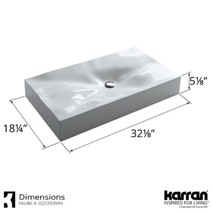 White Mirage Quartz Vessel Vanity Sink 32-1/8"