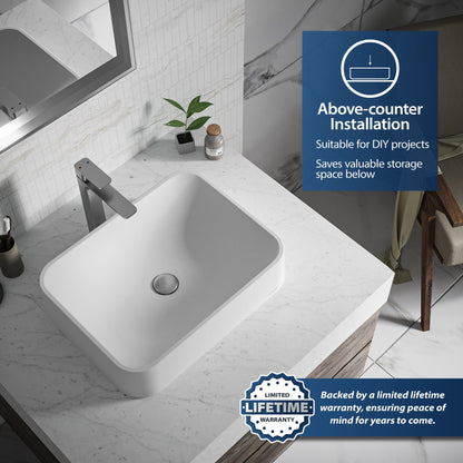 White Seacrest Quartz Vessel Vanity Sink 21-1/2"