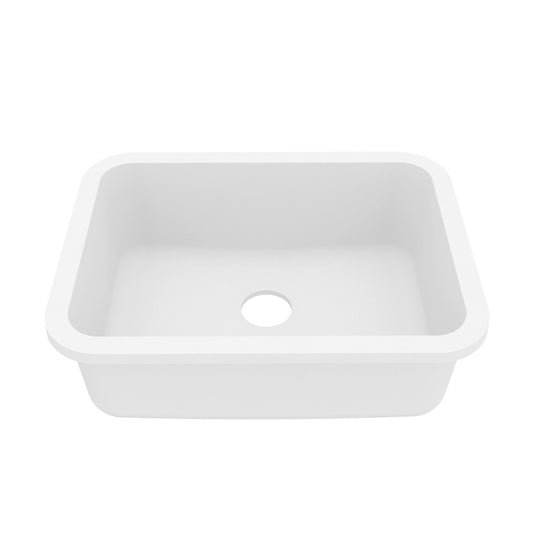 White Single Bowl Seamless Undermount Sink 24-1/4"