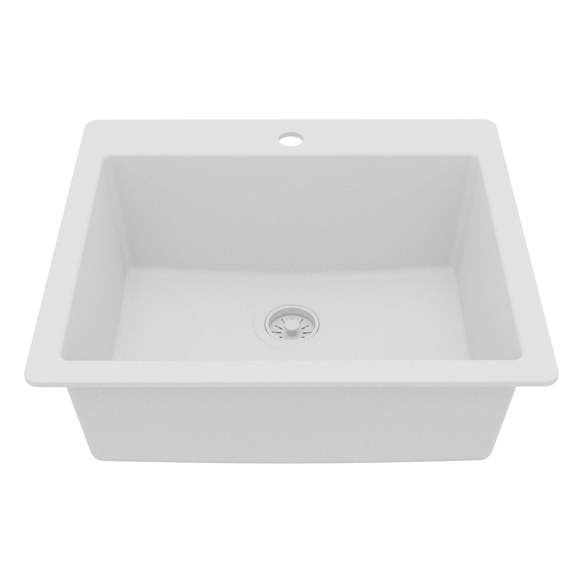 White Single Bowl Top Mount Sink 25"