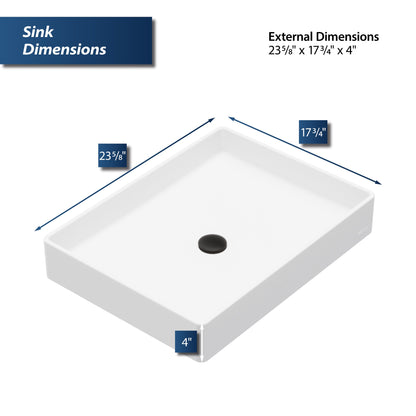 White Spark Quartz Vessel Vanity Sink 23-5/8"