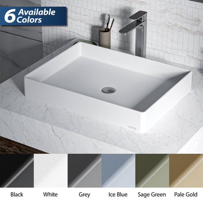 White Spark Quartz Vessel Vanity Sink 23-5/8"
