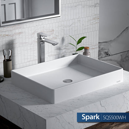 White Spark Quartz Vessel Vanity Sink 23-5/8"