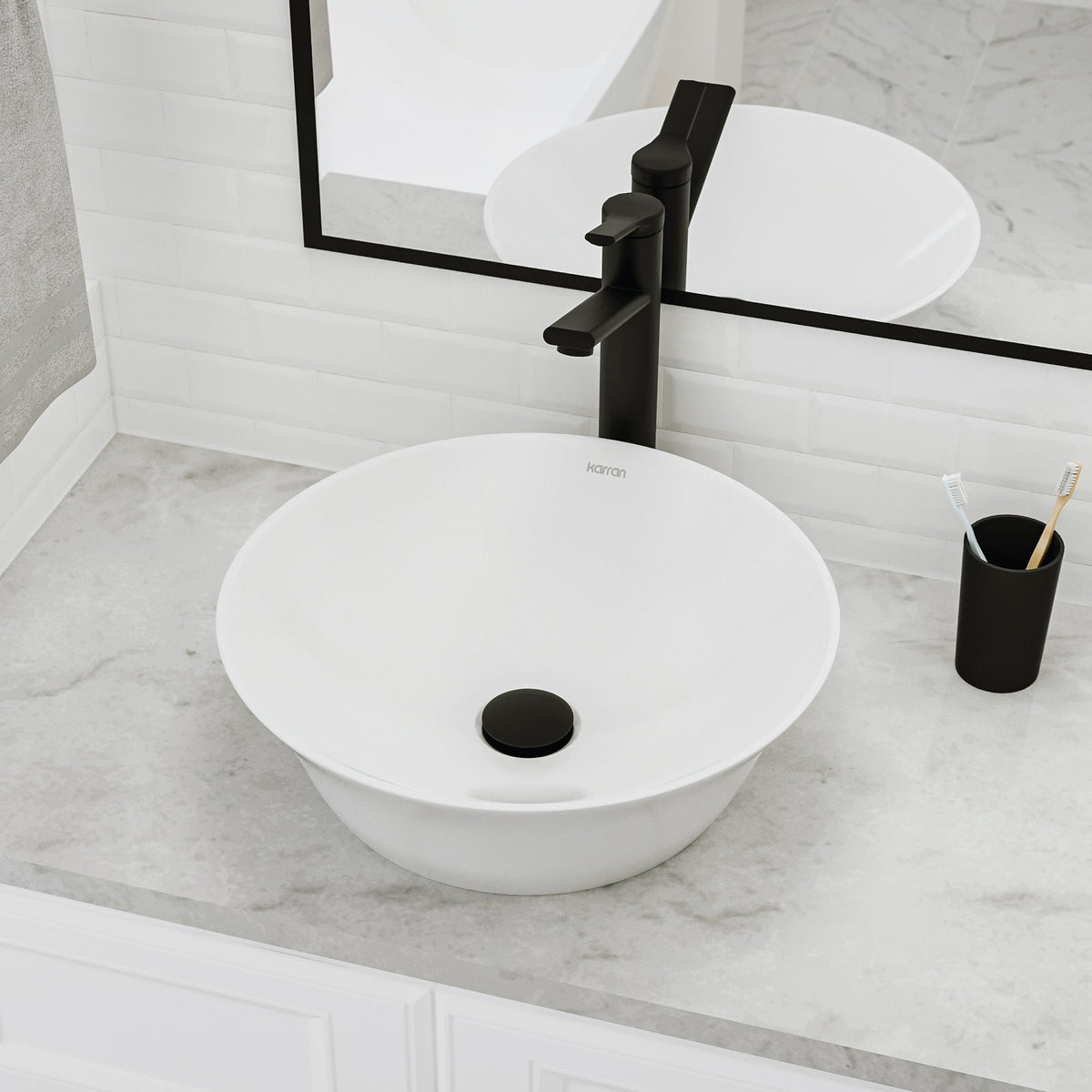 White Vessel Vanity Sink 16-1/2"