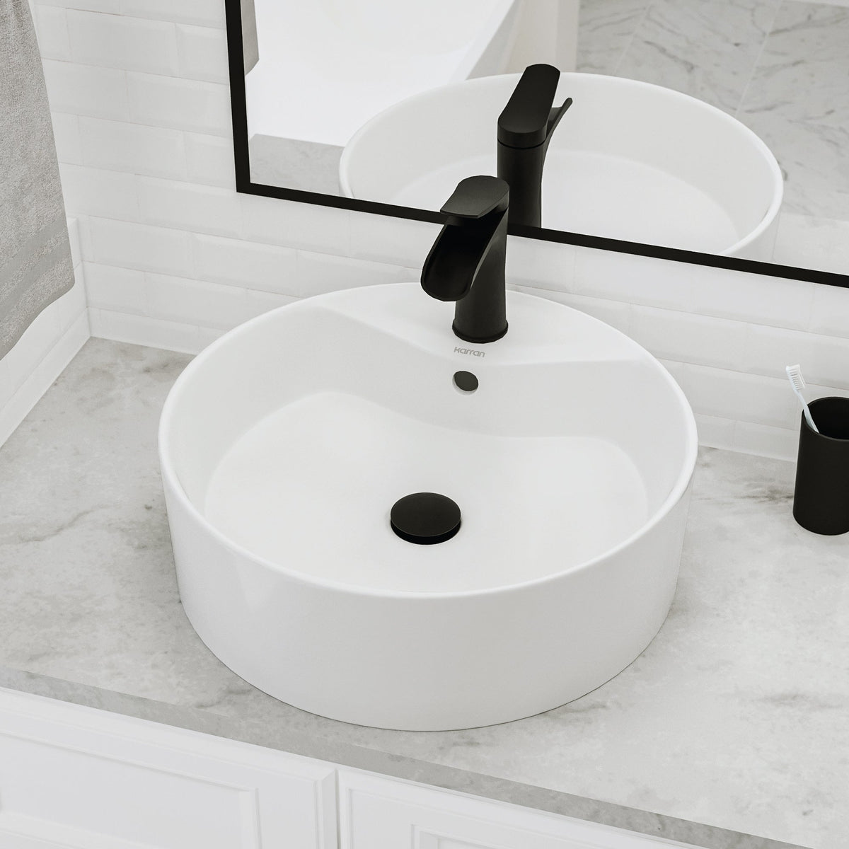 White Vessel Vanity Sink 18"