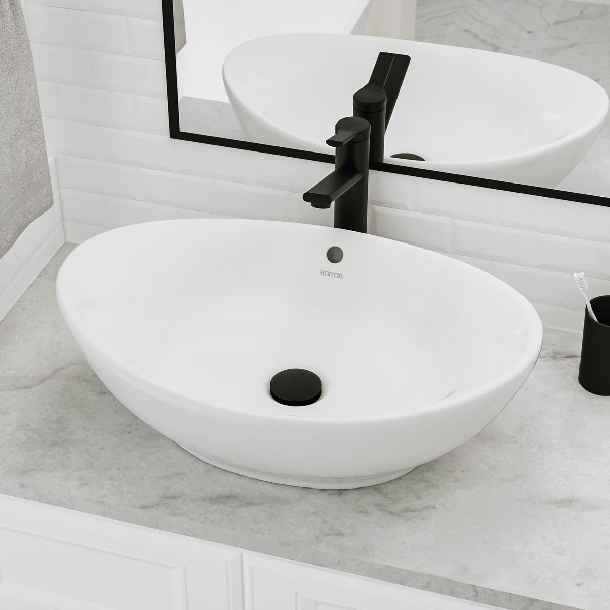 White Vessel Vanity Sink 22-7/8"