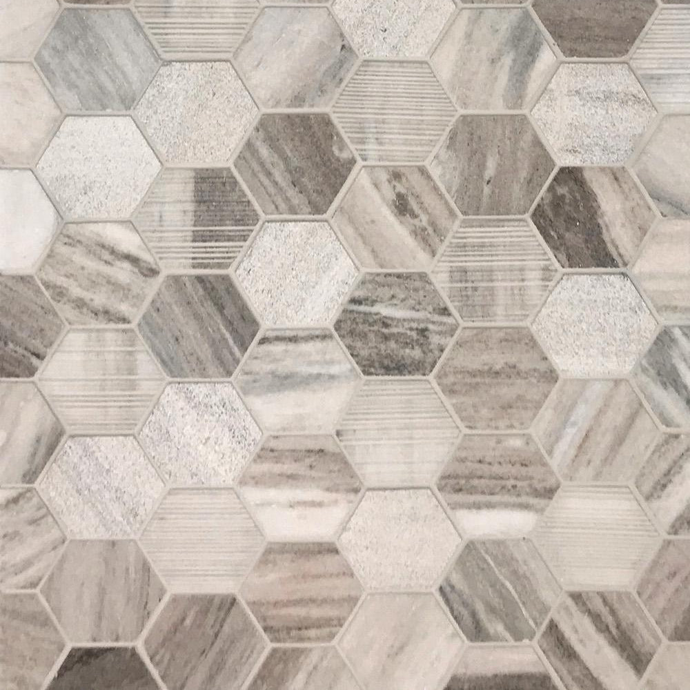 Hexagonal tile pattern with neutral colors