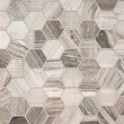 Hexagonal tile pattern with neutral colors