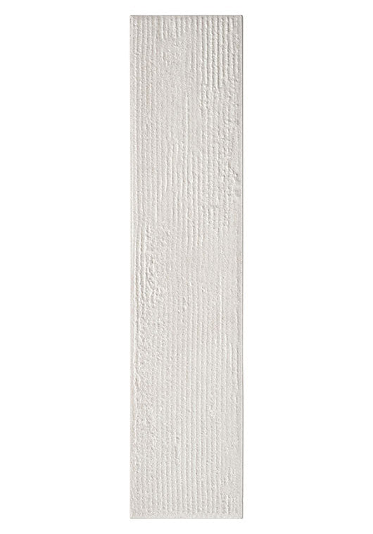 A long, narrow rectangular tile with a textured, ribbed surface in an off-white or cream color, shown against a solid white background.