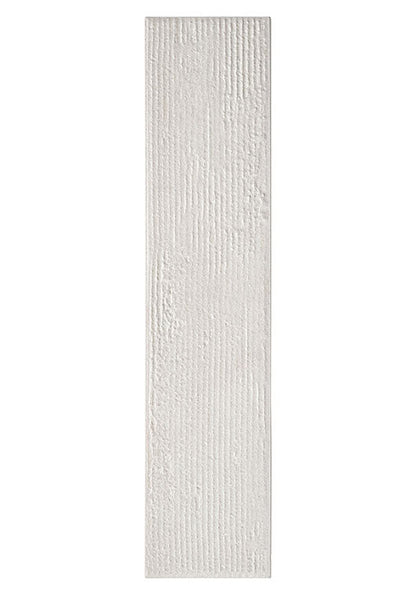 A long, narrow rectangular tile with a textured, ribbed surface in an off-white or cream color, shown against a solid white background.