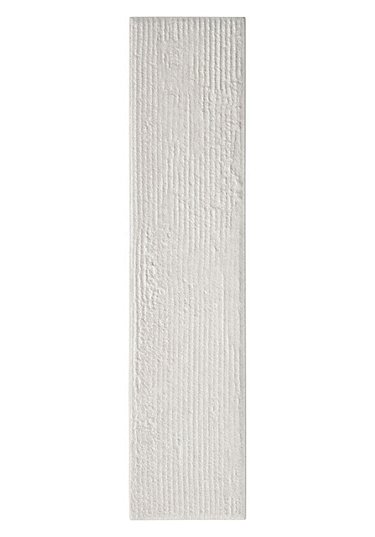 A rectangular white textured tile with horizontal grooved lines, shown against a plain white background.