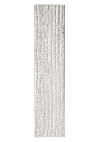 A rectangular white textured tile with horizontal grooved lines, shown against a plain white background.
