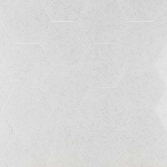 Wild Terrazzo White 12.5" Hex Matte