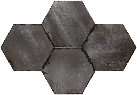 Cement Black 8x9 Hexagon