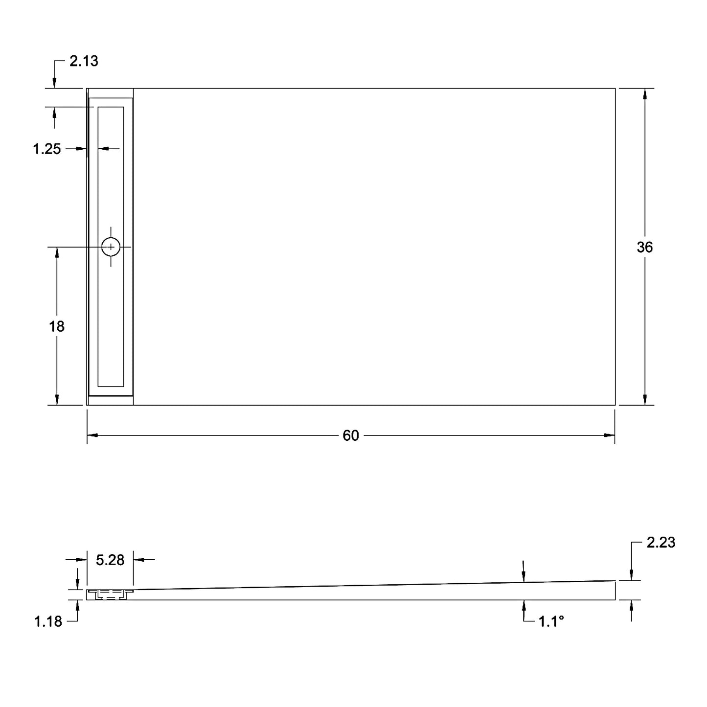 Waterproof 36x60 Linear End Drain