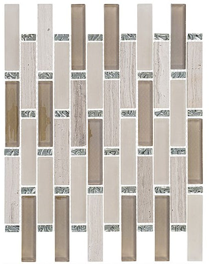 Wooden White & Glass Mosaic 11x13