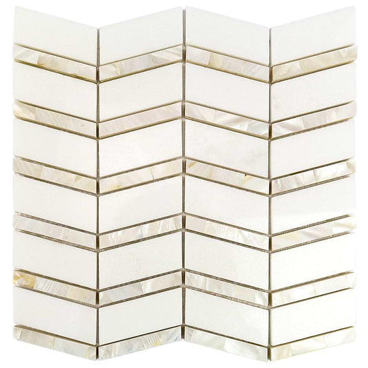 White Thassos w/ Mother of Pearl Line Polished