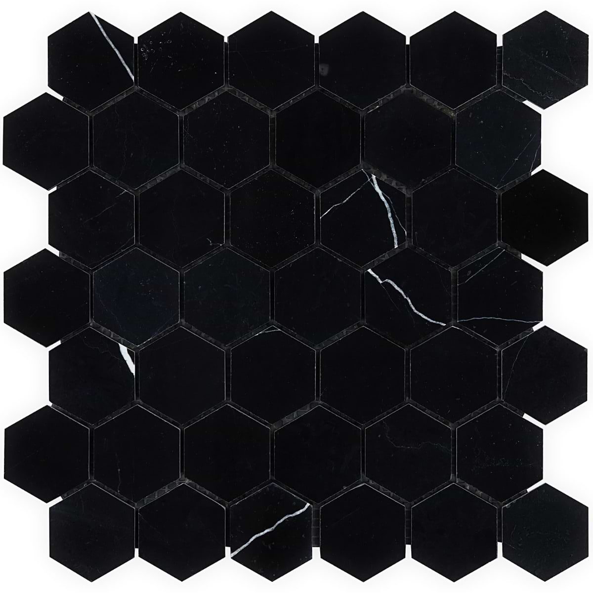 Marquina 2" Hex Polished