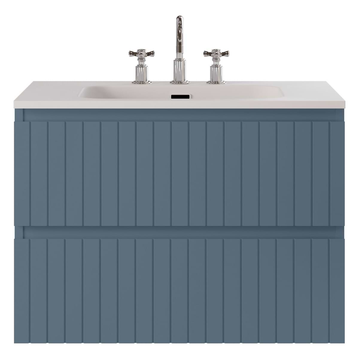 Adeline Denim 30" Single Vanity with Integrated Solid Surface Top