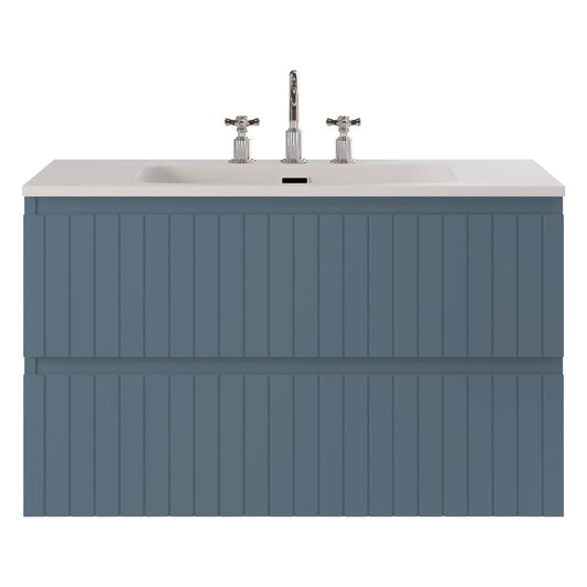 Adeline Denim 36" Single Vanity with Integrated Solid Surface Top