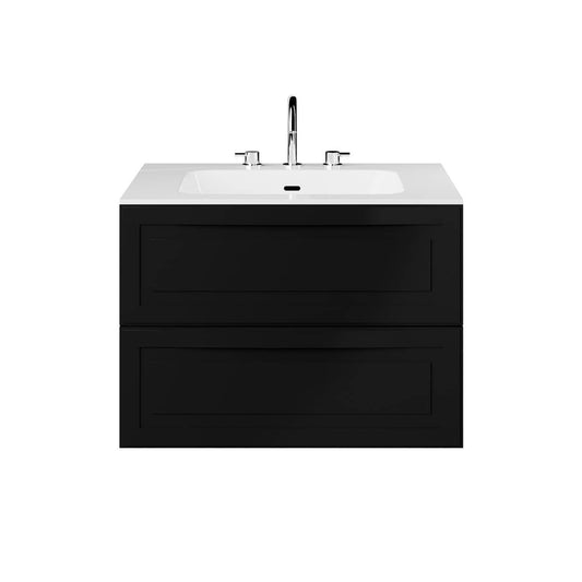 Alma Black 30" Single Vanity with Integrated White Solid Surface Top (discontinued)