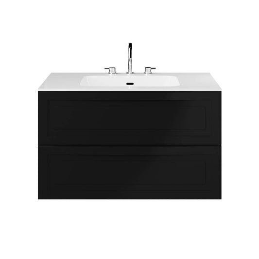 Alma Black 36" Single Vanity with Integrated White Solid Surface Top (discontinued)