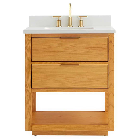 Dayton Woodgrain 30" Single Vanity with Pure White Quartz Top (discontinued)