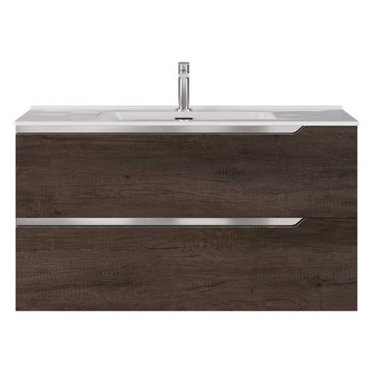 Duo Weathered Oak 40" Single Vanity with Integrated White Ceramic Top
