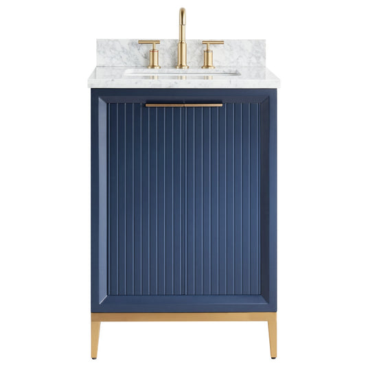Bungalow Navy and Gold 24" Single Vanity with Carrara Marble Top (discontinued)