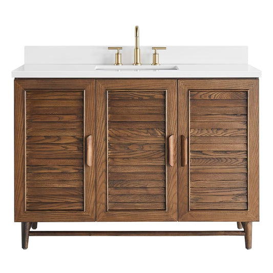 Lowell Dark Walnut 48" Single Vanity with Pure White Quartz Top (discontinued)
