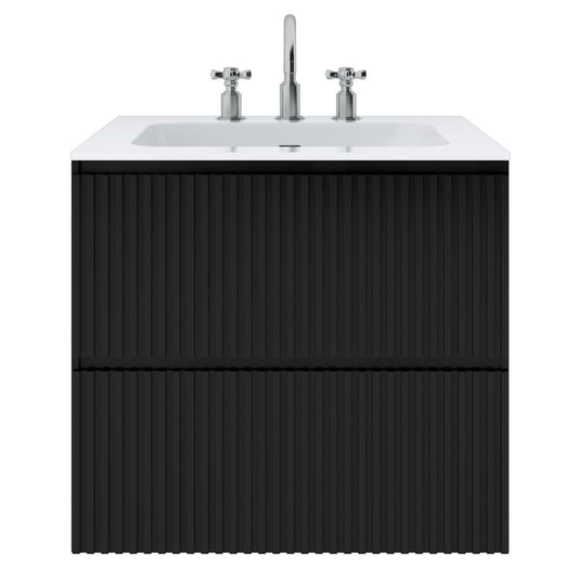 Linear Black 24" Single Vanity with Integrated White Solid Surface Top (discontinued)