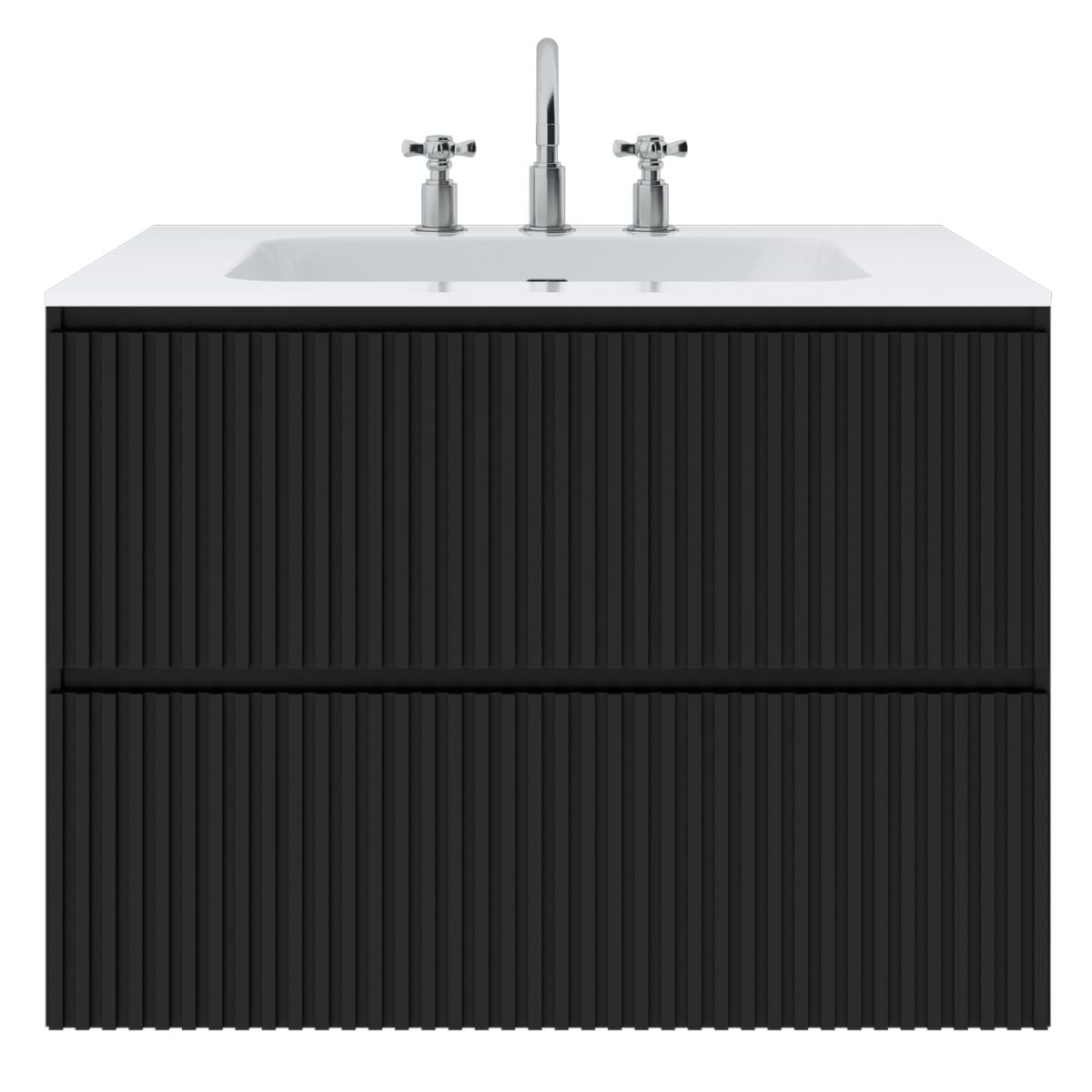 Linear Black 30" Single Vanity with Integrated White Solid Surface Top (discontinued)