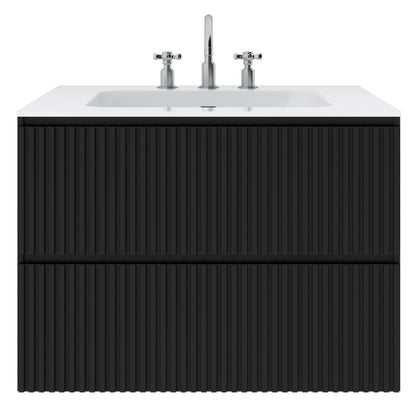 Linear Black 30" Single Vanity with Integrated White Solid Surface Top (discontinued)