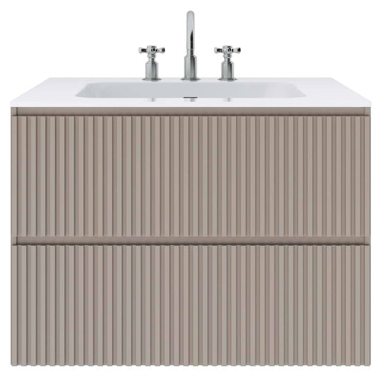 Linear Taupe 30" Single Vanity with Integrated White Solid Surface Top (discontinued)