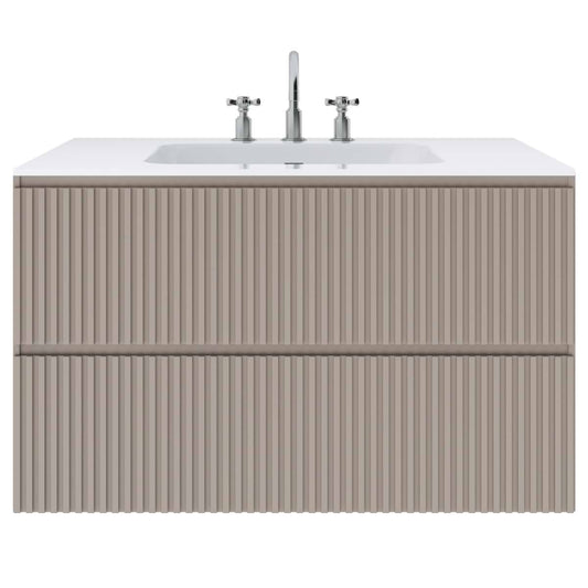 Linear Taupe 36" Single Vanity with Integrated White Solid Surface Top (discontinued)