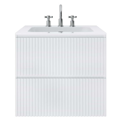 Linear White 24" Single Vanity with Integrated White Solid Surface Top (discontinued)