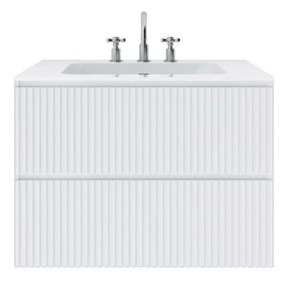 Linear White 30" Single Vanity with Integrated White Solid Surface Top (discontinued)