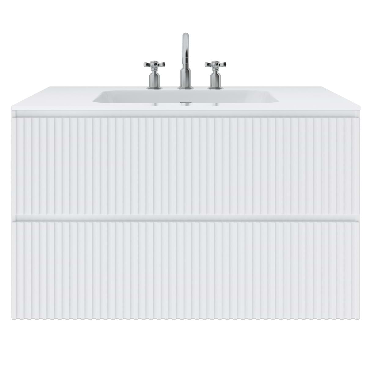 Linear White 36" Single Vanity with Integrated White Solid Surface Top (discontinued)