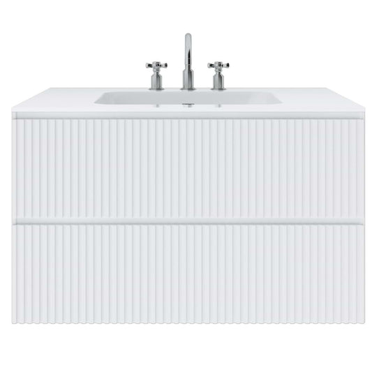 Linear White 36" Single Vanity with Integrated White Solid Surface Top (discontinued)