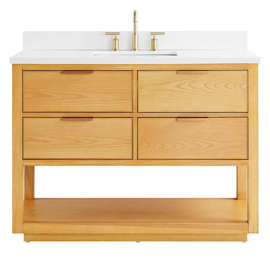 Dayton Woodgrain 48" Single Vanity with Pure White Quartz Top (discontinued)