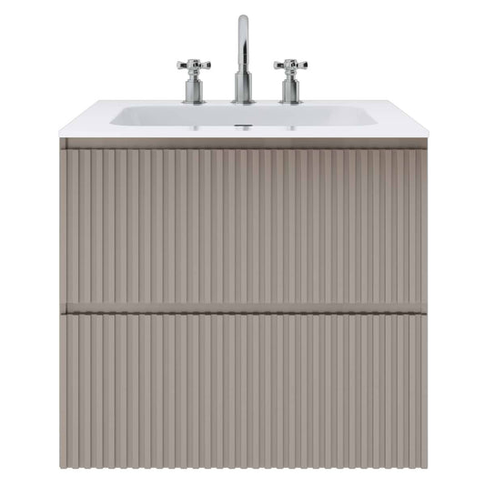 Linear Taupe 24" Single Vanity with Integrated White Solid Surface Top (discontinued)