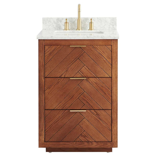 Marilyn Woodgrain 24" Single Vanity with Carrara Marble Top