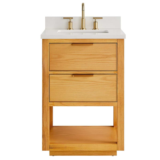 Dayton Woodgrain 24" Single Vanity with Pure White Quartz Top (discontinued)
