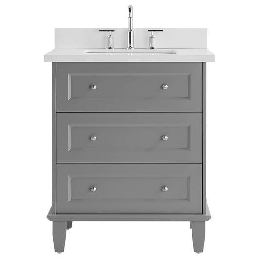 Nora Gray 30" Single Vanity with Pure White Quartz Top