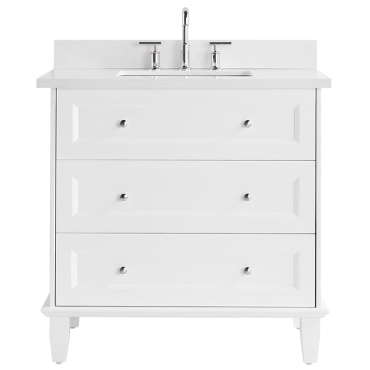 Nora White 36" Single Vanity with Pure White Quartz Top