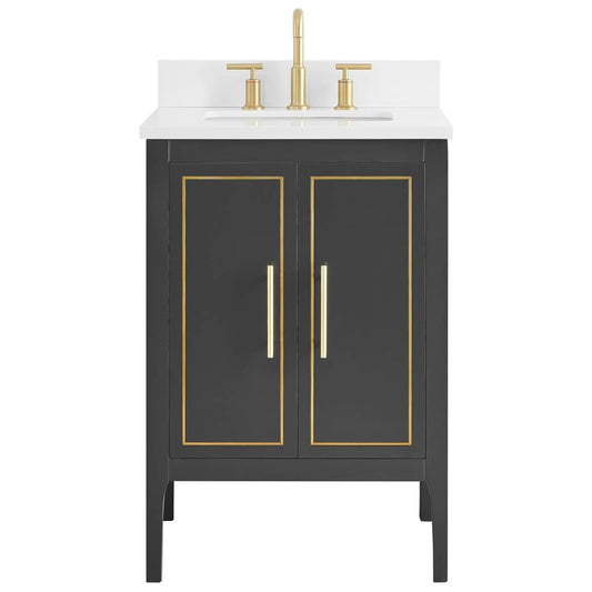 Province Charcoal and Gold 24" Single Vanity with Pure White Quartz Top