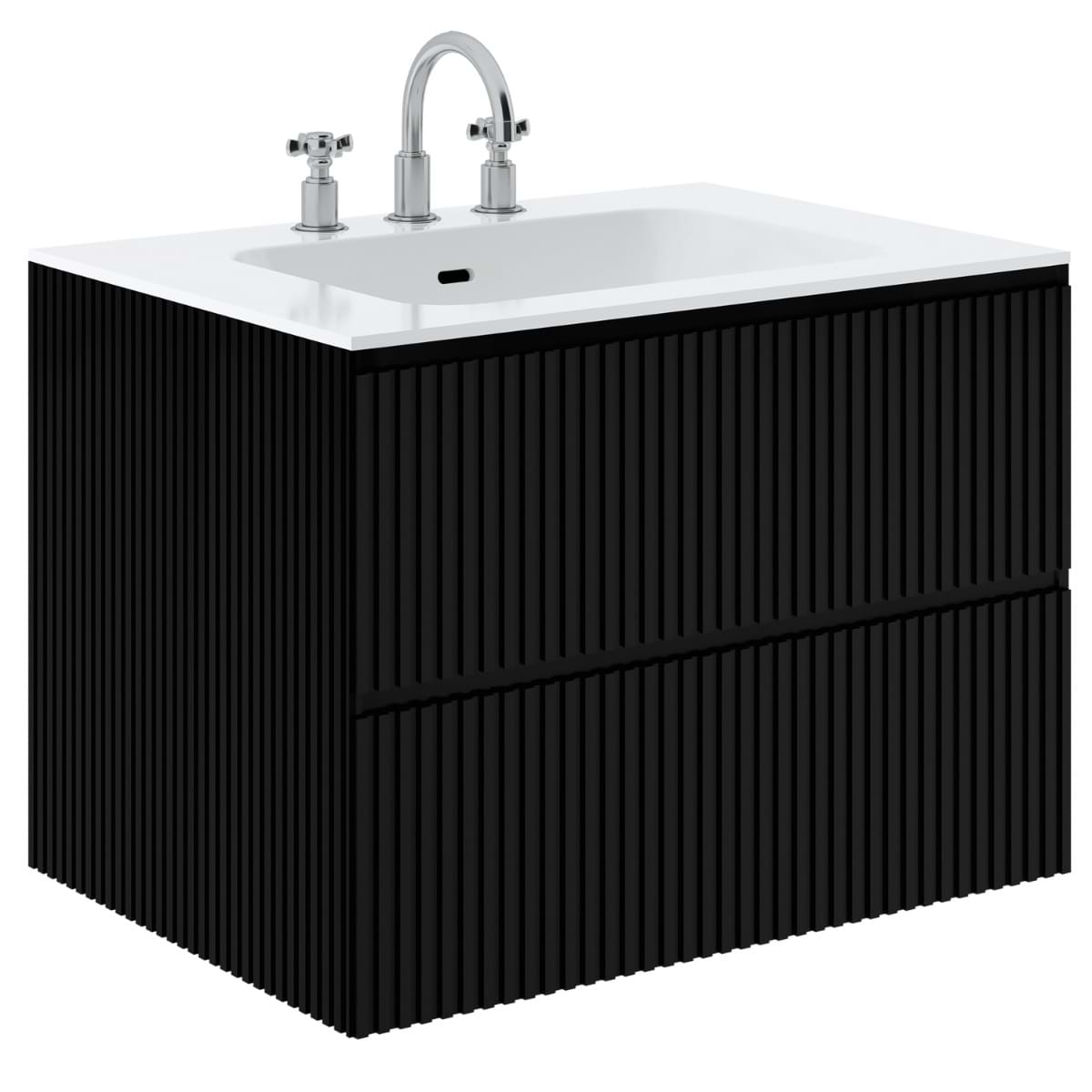 Linear Black 30" Single Vanity with Integrated White Solid Surface Top (discontinued)