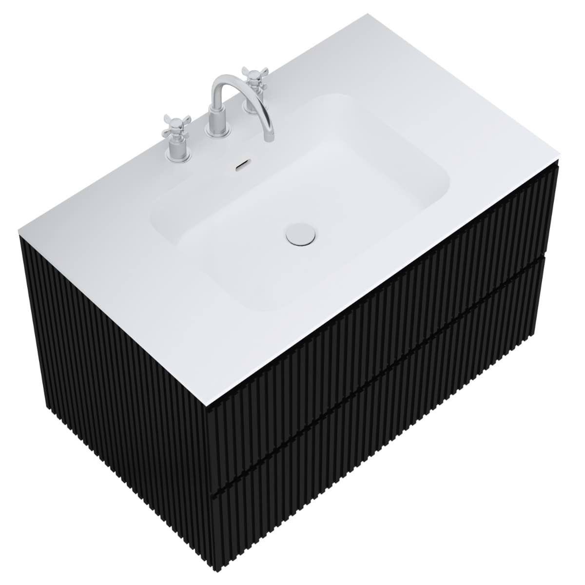 Linear Black 36" Single Vanity with Integrated White Solid Surface Top (discontinued)