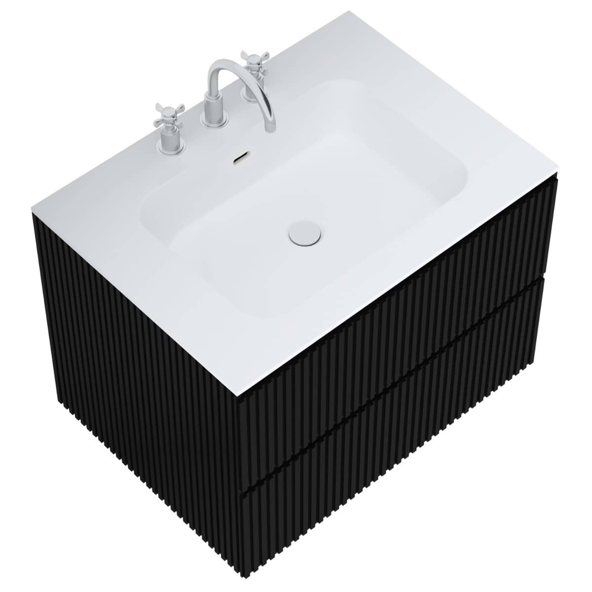 Linear Black 30" Single Vanity with Integrated White Solid Surface Top (discontinued)